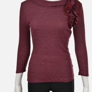 Anthropologie Deletta 3/4 Skeeve Top with Ruffle Detail